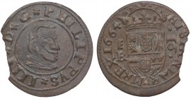 1664. Felipe IV (1621-1665). Segovia. 16 maravedís. B. J&S m-530. Cu. 3,06 g. MBC+. Est.30.