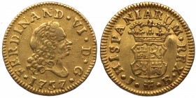 1757. Fernando VI (1746-1759). Madrid. 1/2 escudo. J. Au. 1,74 g. EBC-. Est.120.