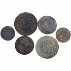 1776, 1778, 1826, 1829, 1830 y 1833. Carlos III (1759-1788) y Fernando VII (1808-1833). Segovia. Lote de 6 monedas: 2 maravedís (2), 4 maravedís (2) y...