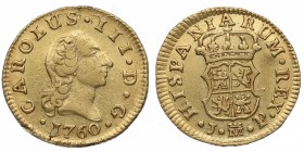 1762. Carlos III (1759-1788). Madrid. 1/2 escudo. Au. EBC. Est.250.