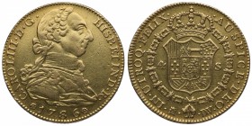 1786. Carlos III (1759-1788). Madrid. 4 escudos. DV. Au. Limpiada de forma no abrasiva. MBC / MBC+. Est.750.