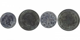 1820 y 1828. Fernando VII (1808-1833). Jubia y Segovia. Lote de dos monedas: 4 y 8 maravedís. C&N 259 y 277. Cu. MBC y MBC+. Est.40.