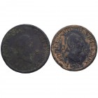 1814 y 1819. Fernando VII (1808-1833). Jubia. Lote de dos monedas: 8 maravedís. Ae. BC+. Est.30.