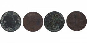 1816 y 1824. Fernando VII (1808-1833). Jubia. Lote de dos monedas: 8 maravedís. C&N 259 y 277. Cu. MBC y MBC+. Est.40.