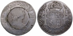 ¿1813?. Fernando VII (1808-1833). Guatemala. 4 reales. Ag. 1318,00 g. Gráfila de anverso manipulada. BC. Est.10.