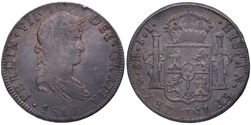 1814. Fernando VII (1808-1833). México. 8 reales. JJ. Cal-555. Ag. 26,99 g. MBC+...
