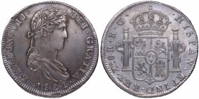 1821. Fernando VII (1808-1833). Zacatecas. 8 reales. RG. Ag. 26,64 g. EBC. Est.200.