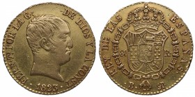 1823. Fernando VII (1808-1833). Barcelona. 80 reales. SP. Au. MBC. Est.325.