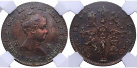 1847. Isabel II (1833-1868). Segovia. 4 maravedís. Cal 533. Cu. Encapsulada en NN Coins (nº 2762879-012) en XF 40. (Ligeramente limpiada). EBC-. Est.6...