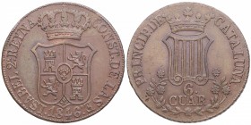 1846. Isabel II (1833-1868). Cataluña. 6 cuartos. Cy 9402. Ae. 14,22 g. Muy atractiva. EBC. Est.90.