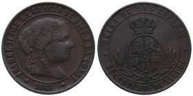 1868. Isabel II (1833-1868). Jubia. 2 y 1/2 céntimos. Ae. MBC+. Est.20.