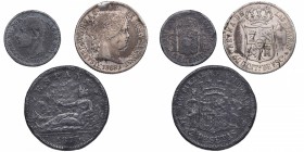 1868, 1870 y 1882. Isabel II, Gobierno Provisional y Alfonso XII. Lote de tres monedas: 40 céntimos de escudo, 2 pesetas y 50 céntimos. Falsas de époc...