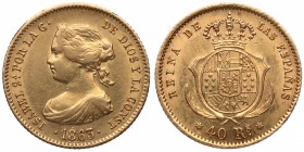1863. Isabel II (1833-1868). Madrid. 40 reales. Au. 3,34 g. EBC. Est.225.