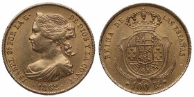 1862. Isabel II (1833-1868). Madrid. 100 reales. Au. EBC+. Est.375.