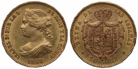 1868*68. Isabel II (1833-1868). Madrid. 10 escudos. Au. EBC+. Est.375.