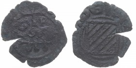 1355-1377. Italia Medieval. Federico IV de Sicilia y Aragón (1355-1377). Catania. Sicilia. Dinero Elefante. Crusafont: 709. Spahr-268. Ve. 0,41 g. Ele...