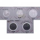 1952, 1956 (2), 1957 y 1966. Italia. Lote de 5 monedas: 10 (2) y 100 (3) liras. SC / EBC. Est.10.