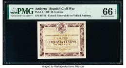 Andorra Consell General de les Valls D'Andorra 50 Centims 19.12.1936 Pick 5 PMG Gem Uncirculated 66 EPQ. 

HID09801242017

© 2020 Heritage Auctions | ...