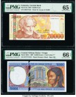 Armenia Central Bank 20,000 Dram 2007 Pick 53a PMG Gem Uncirculated 65 EPQ; Central African States Banque des Etats de l'Afrique Centrale, Congo 10,00...
