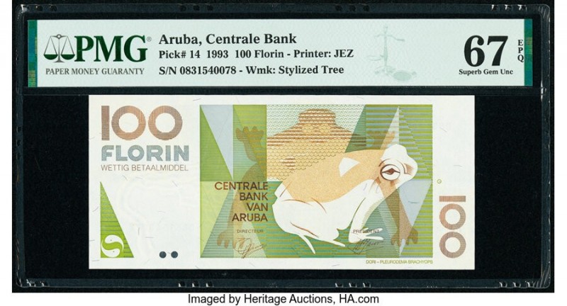 Aruba Centrale Bank 100 Florin 16.7.1993 Pick 14 PMG Superb Gem Unc 67 EPQ. 

HI...