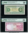 Bangladesh Bangladesh Bank 100 Taka ND (1972) Pick 9b PMG Very Fine 30. Bangladesh Bangladesh Bank 10 Taka ND (1977) Pick 16a PMG Choice Uncirculated ...