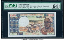 Congo Republic Banque des Etats de l'Afrique Centrale 1000 Francs ND (1974) Pick 3b PMG Choice Uncirculated 64 EPQ. 

HID09801242017

© 2020 Heritage ...