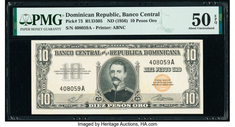 Dominican Republic Banco Central de la Republica Dominicana 10 Pesos Oro ND (195...