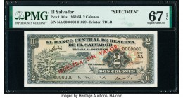 El Salvador Banco Central de Reserva de El Salvador 2 Colones 15.2.1962 Pick 101s Specimen PMG Superb Gem Unc 67 EPQ. 

HID09801242017

© 2020 Heritag...