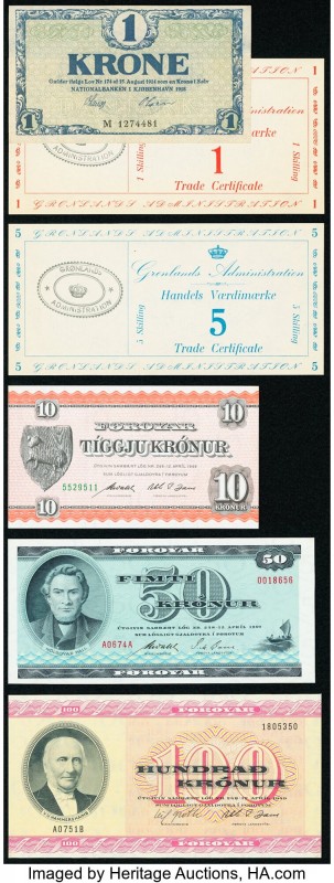 Faeroe Islands and Greenland Group Lot of 6 Examples About Uncirculated-Crisp Un...