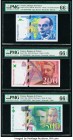 France Banque de France 50; 200; 500 Francs 1997; 1999; 1994 Pick 157Ad; 159c; 160a Three Examples PMG Gem Uncirculated 66 EPQ (3). 

HID09801242017

...