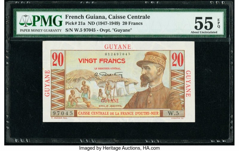French Guiana Caisse Centrale de la France d'Outre-Mer 20 Francs ND (1947-49) Pi...