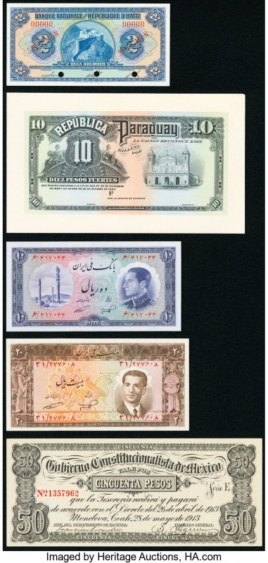 World (Haiti, Iran, Mexico, Paraguay) Group of 5 Examples Crisp Uncirculated. Th...