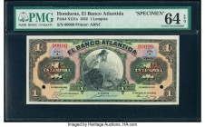 Honduras Banco Atlantida 1 Lempira 1.3.1932 Pick S121s Specimen PMG Choice Uncirculated 64 EPQ. Two POCs; red Specimen overprints.

HID09801242017

© ...