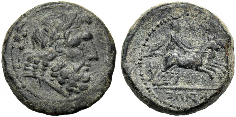 Campania, Biunx, Capua, c. 216-211 BC AE (g 13,08 mm 24 h 6) Laureate head of Ju...