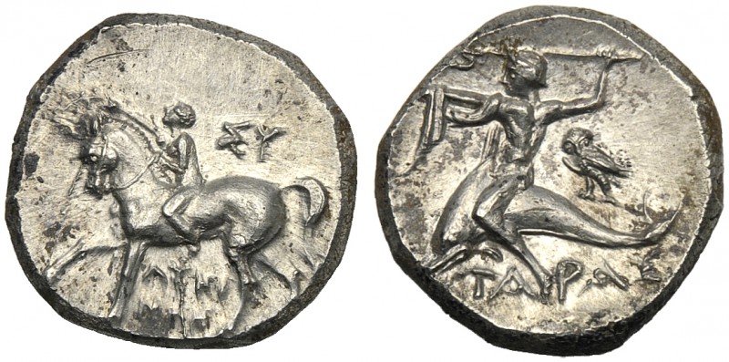 Apulia, Nomos, Tarentum, magistrates Lykonos and Su-, c. 280-272 BC AR (g 6,33 m...