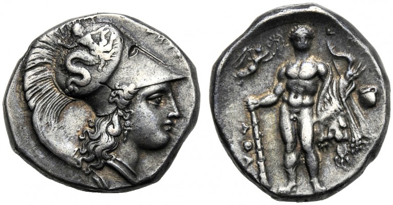Lucania, Stater, Herakleia, c. 340-300 BC AR (g 7,88 mm 20 h 9) |-HPAKΛHIΩN, hea...