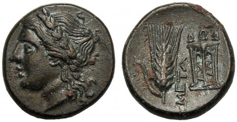 Lucania, Bronze, Metapontion, c. 300-250 BC AE (g 2,98 mm 14 h 3) Laureate head ...