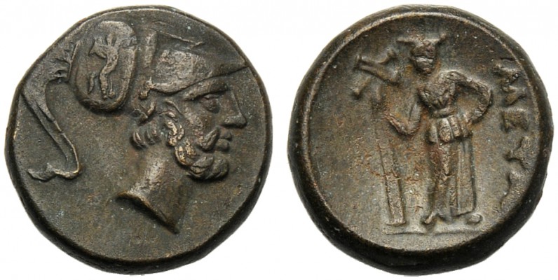 Lucania, Bronze, Metapontion, c. 300-250 BC AE (g 5,18 mm 16 h 11) Head of Leuki...