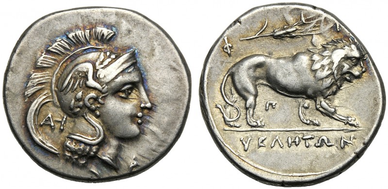 Lucania, Didrachm, Velia, c. 300-280 BC AR (g 7,52 mm 22 h 10) Head of Athena r....