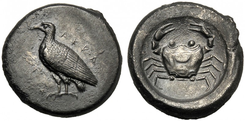 Sicily, Didrachm, Akragas, c. 500-495 BC AR (g 8,36 mm 20 10) AKRA, eagle standi...