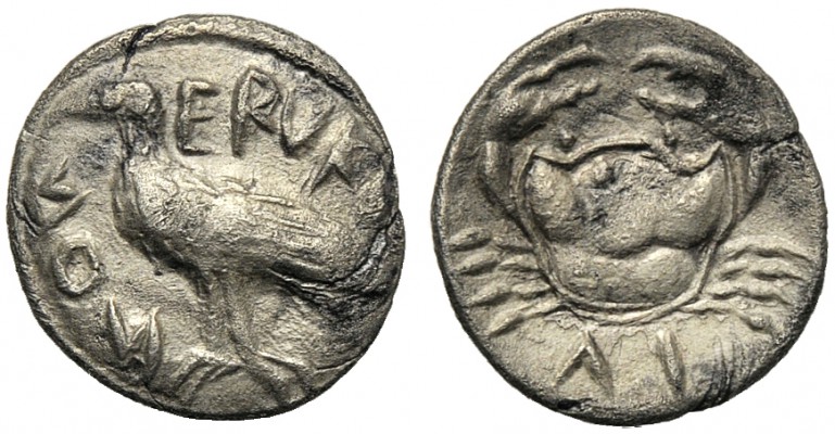 Sicily, Litra, Eryx, c. 480-472 BC AR (g 0,40 mm 9 h 6) ERVKINON, eagle standing...