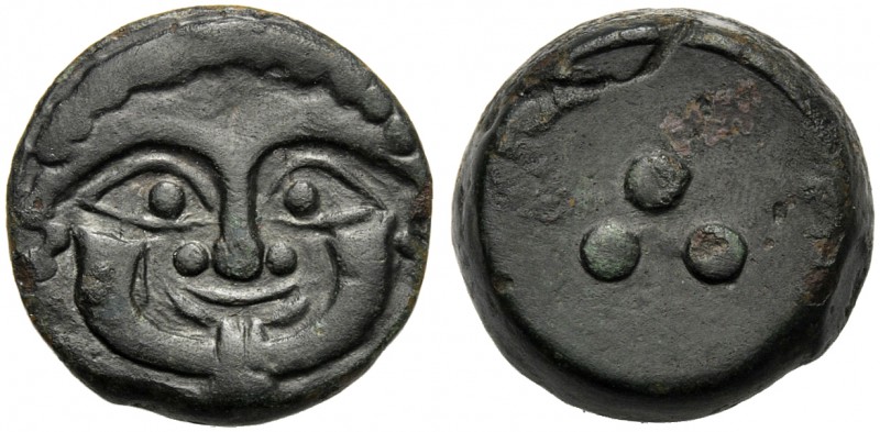 Sicily, Tetras, Himera, c. 430-420 BC AE (g 12,16 mm 20 h 12) Gorgoneion, Rv. Th...