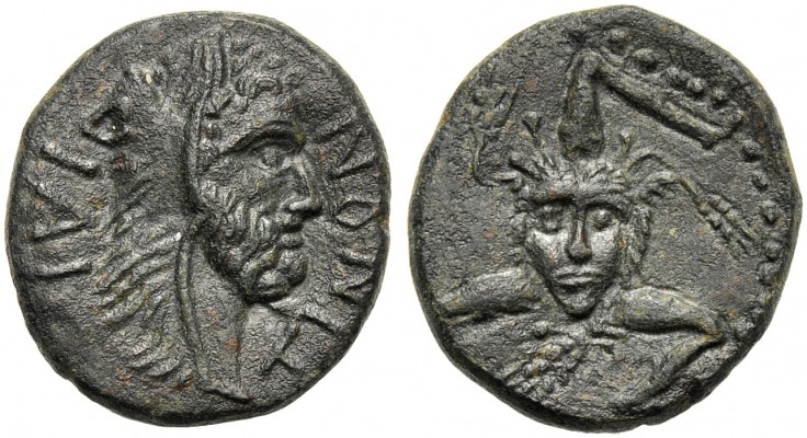 Sicily, As, Ietas, AD 10-20 AE (g 10,17 mm 23 h 12) IAITI-NΩN, bearded head of H...