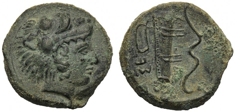 Sicily, Hemilitron, Selinos, c. 415-409 BC AE (g 3,67 mm 15 h 3) Head of Herakle...