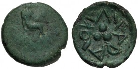 Islands of Sicily, Tetras, Lipara, c. 412-408 BC AE (g 1,87 mm 14 h 6) Hephaistos seated r., holding kantharos and hammer dotted border, Rv. ΛIΠAPAION...