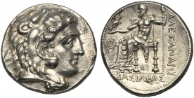 Kings of Macedonia, Alexander III, 336-3223 and posthumous issues, Tetradrachm, Side, c. 325-320 BC AR (g 17,19 mm 25 h 10) Head of Herakles r., weari...