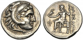 Kings of Macedonia, Alexander III, 336-323 and posthumous issues, Colophon, Drachm, c. 310-301 BC AR (g 4,30 mm 18 h 4) Head of Herakles r., wearing l...