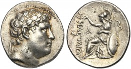 Kings of Pergamon, Eumenes I (263-241), Tetradrachm, c. 255-241 BC AR (g 16,79 mm 31 h 12) Laureate head of Philetairos r. dotted border, Rv. ΦIΛETAIP...