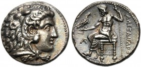 Ptolemaic kings of Egypt, Ptolemy I as satrap (323-305), Tetradrachm, Arados, c. 320-315 BC AR (g 17,20 mm 27 h 12) Head of Herakles r., wearing lion ...
