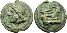 Anonymous, Cast Semis, Rome, 225-217 BC AE (g 136,7 mm 53 h 12) Laureate head of Saturn l. below, S, Rv. Prow r. above, S. Crawford 35/2 Sydenham 73 T...